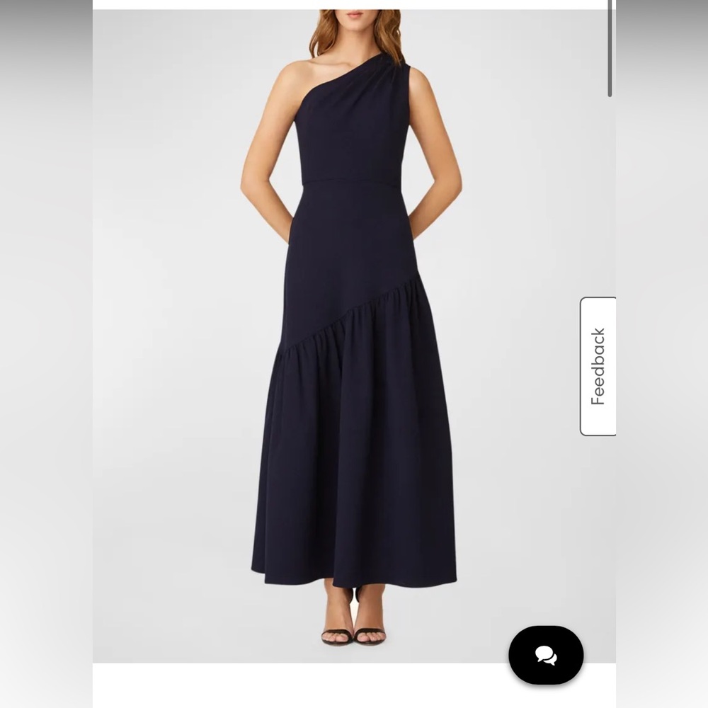 Shoshana One Shoulder Crepe Stretch Gown, Navy